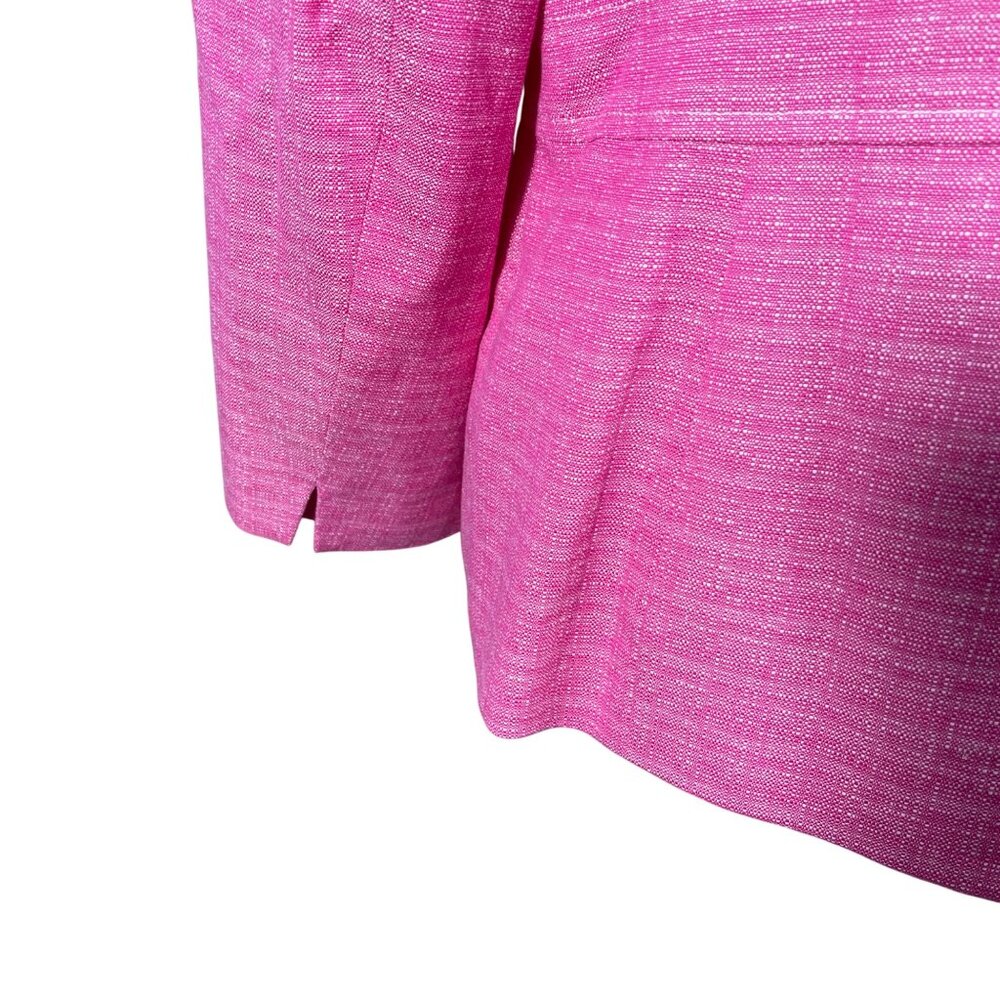 Kasper Linen Blend Jacket Blazer Barbie Pink Size 14 Tweed Career Workwear - Picture 4 of 8